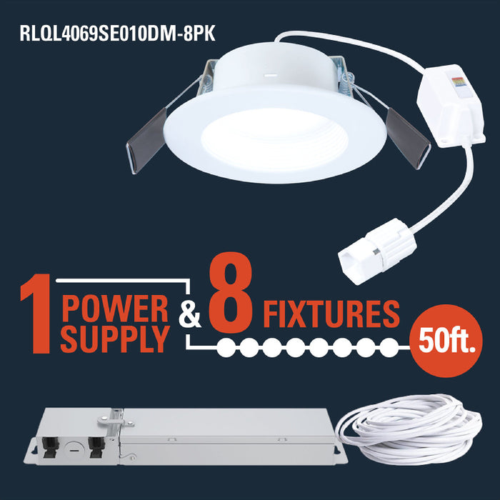 Halo RLQL4069SE010DM-8PK 4" QuickLink Low Voltage 0-10V Canless Downlights (8-Pack Kit Including Driver)