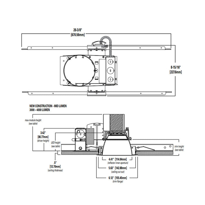 Halo Commercial HC420D010 4" New Construction Downlight Housing, 2000 Lumen