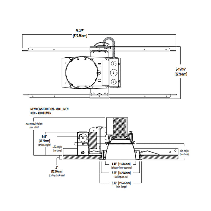 Halo Commercial HC415D010 4" New Construction Downlight Housing, 1500 Lumen