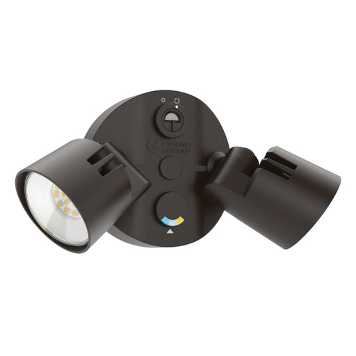 Lithonia Contractor Select HGX-ALO 15W/25W 2-Head HomeGuard LED Security Floodlight, Dusk-to-Dawn, 3CCT Selectable - Dark Bronze