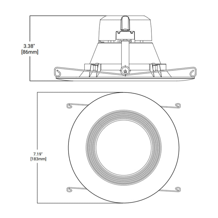 Halo LT56 5" / 6" All-Purpose 10W LED Retrofit Baffle Trim Downlight, 3000K, 600 Lumens, 120V, Dimming to 10%