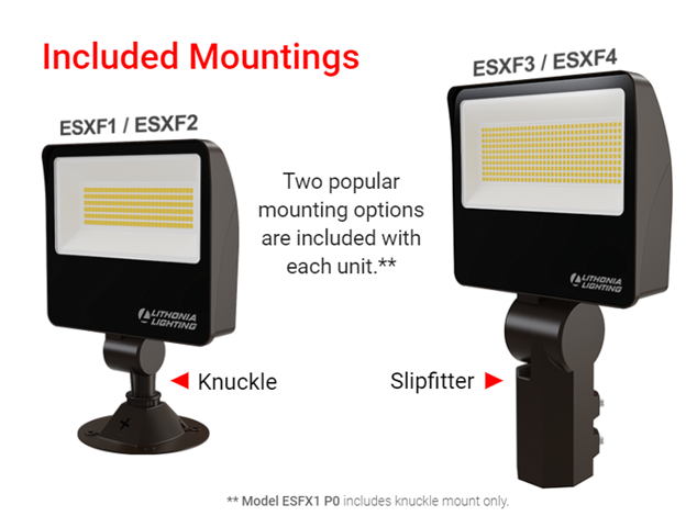 Lithonia Contractor Select ESXF3 9" Wide, 53-100W LED Flood Light, Adjustable Lumen, Selectable CCT, Photocell, 120-277V