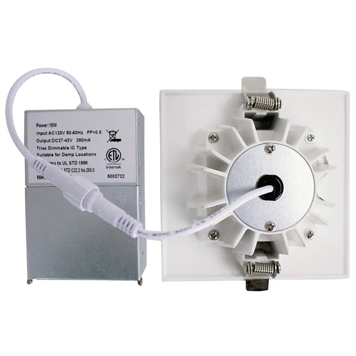 Westgate SDL4S-SB 4" LED Square Snap-In Recessed Light, CCT Selectable